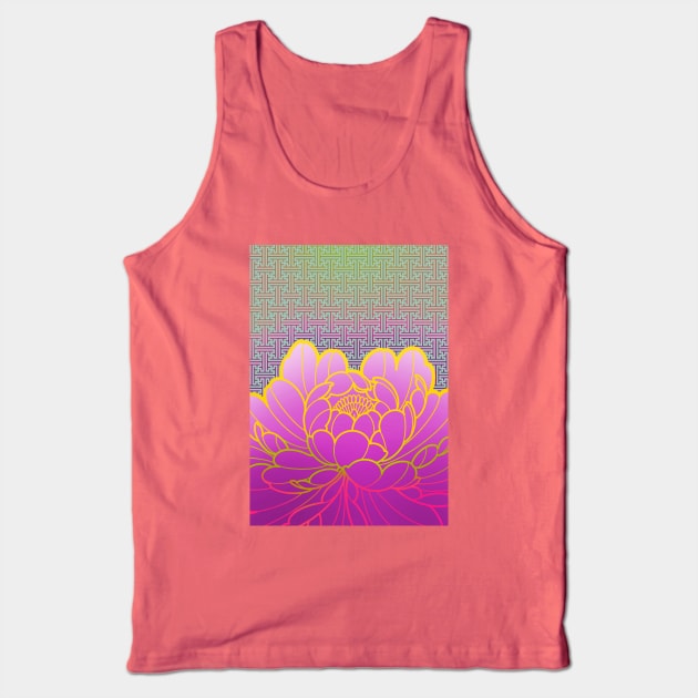 peony flower and sacred geometric pattern Tank Top by weilertsen